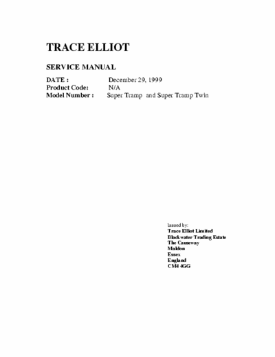 Trace Elliot Super Tramp guitar amp service manual